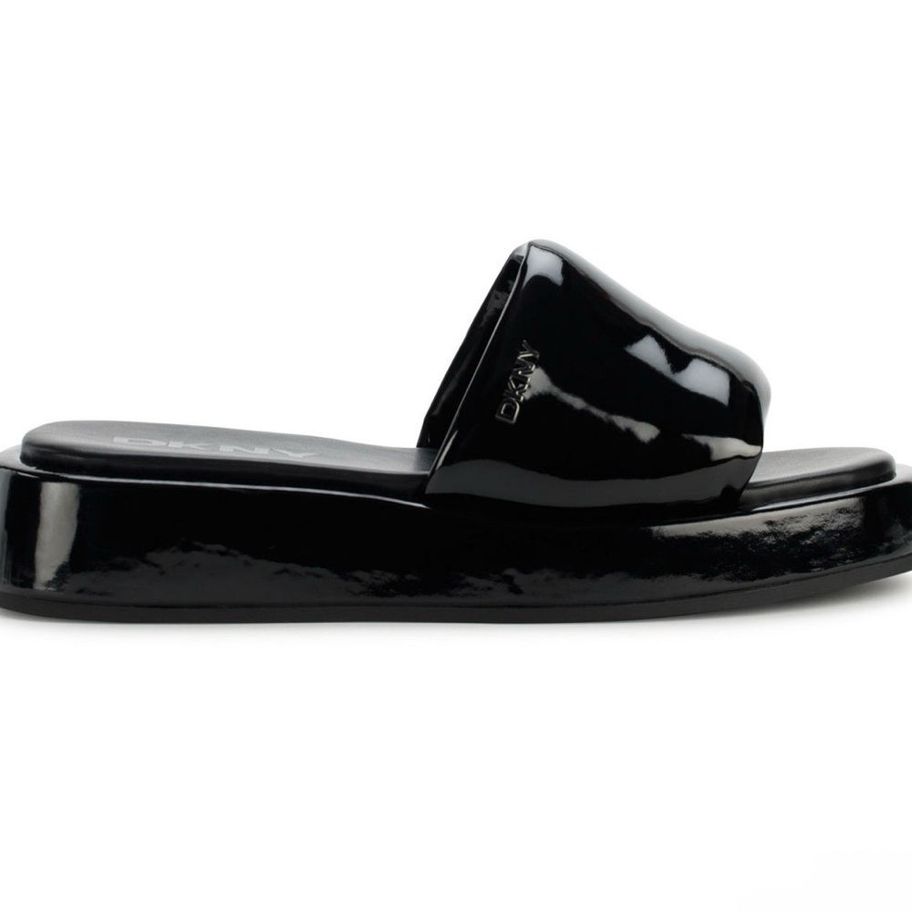 DKNY Glossy Black Women's Sandals - Picture 2 of 8